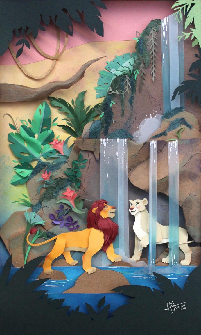 Can You Feel the Love Tonight in paper art by RaphaelOda