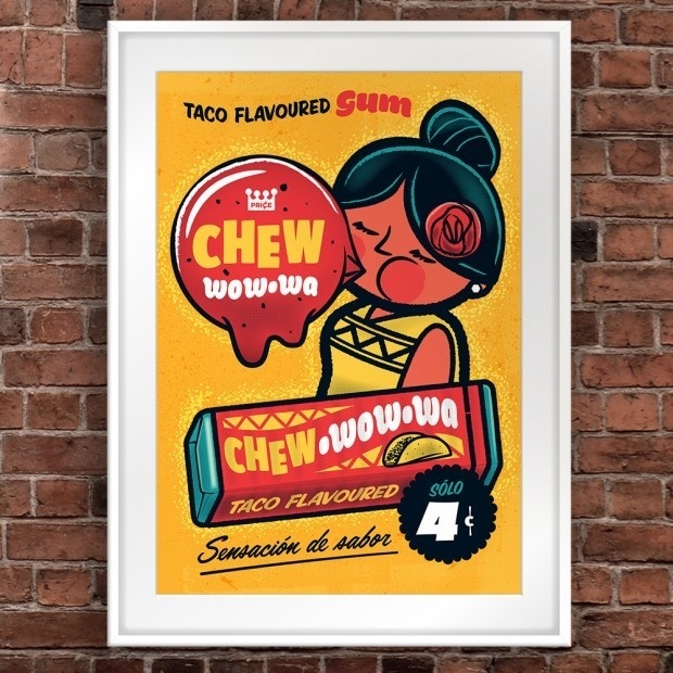 Taco Flavoured Gum Vintage Poster