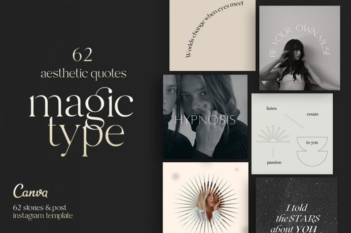 62 Aesthetic Quotes – Magic Type | Creative Instagram Templates