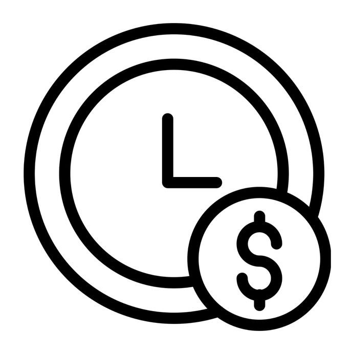 See more icon inspiration related to clock, money, coin, time and date, business and finance, time is money, dollar symbol, wall clock, dollar, business and time on Flaticon.