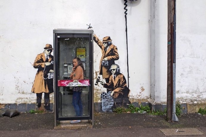 #banksy #spy #streetart #wall #phonebooth