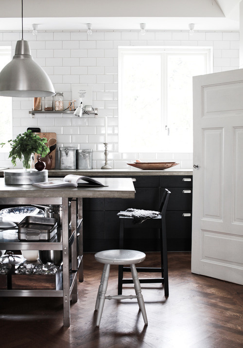 Kevin H. Chung #tiles #white #home #stool #kitchen