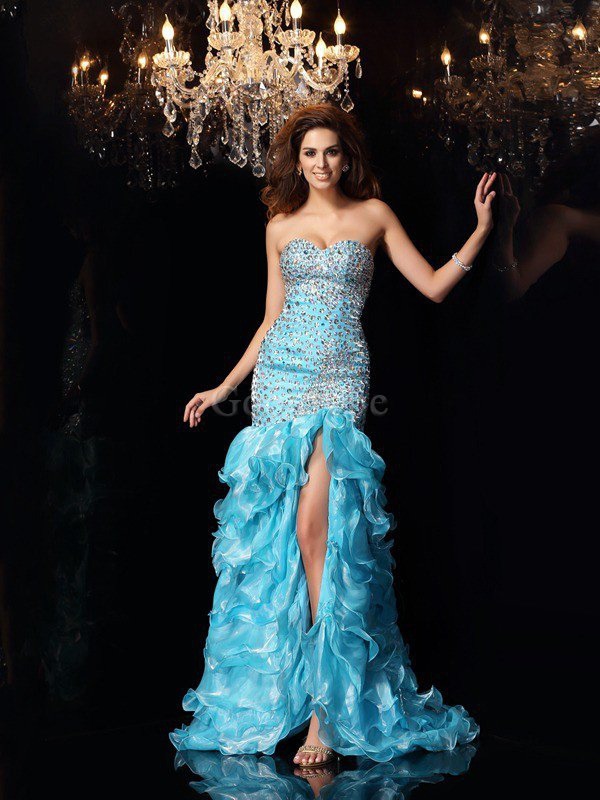Robe de bal asymétrique fermeutre eclair en organza de tour de ceinture empire haut bas