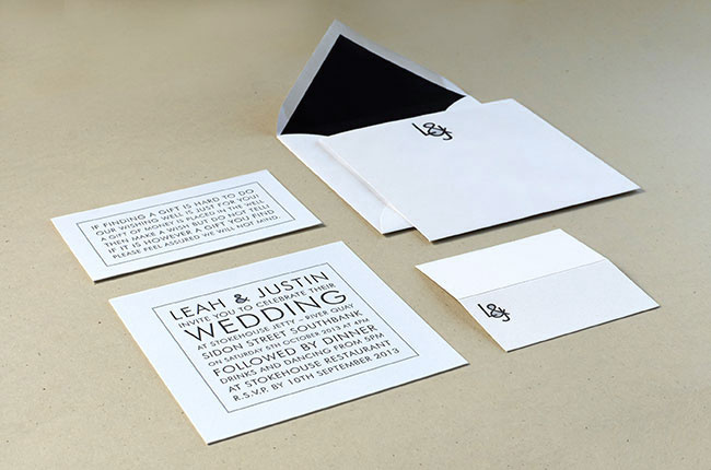 #Black and white #letterpress #wedding #invitation