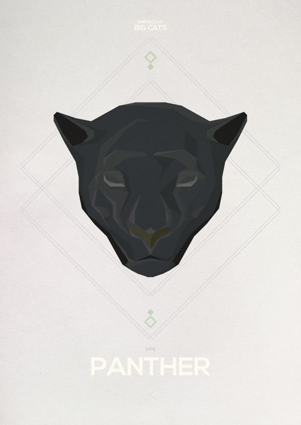 Big Cats - Hadrien Degay Delpeuch #vector #cat #paper #illustration #panther #minimal #animal #8bit