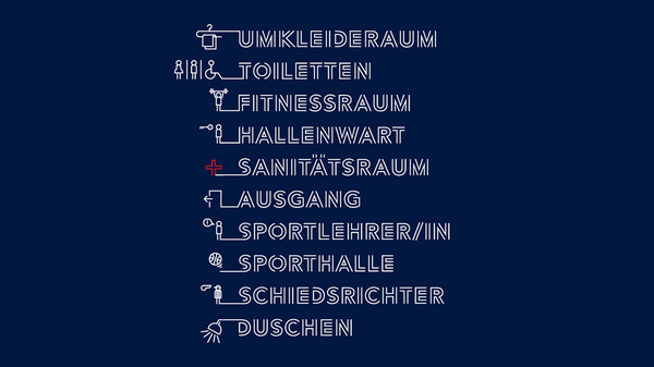 Gourdin & Müller - Sporthalle Industrieschule, Chemnitz #wayfinding #signage #typography