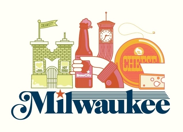 "MKE" - Jeremy Pettis #beer #milwaukee #cheese #threadless #illustration #wisconsin #typography