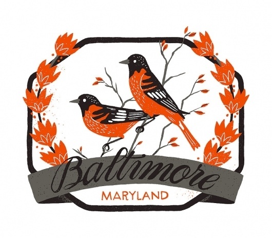 Baltimore - The Everywhere Project #alyssa #been #everywhere #birds #illustration #maryland #baltimore #nassner