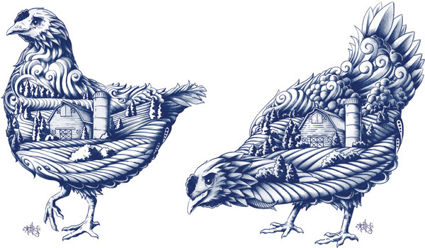 New Logo, Identity, and Packaging for Blue Goose Pure Foods by Sid Lee #packaging #blue #illustration #chicken