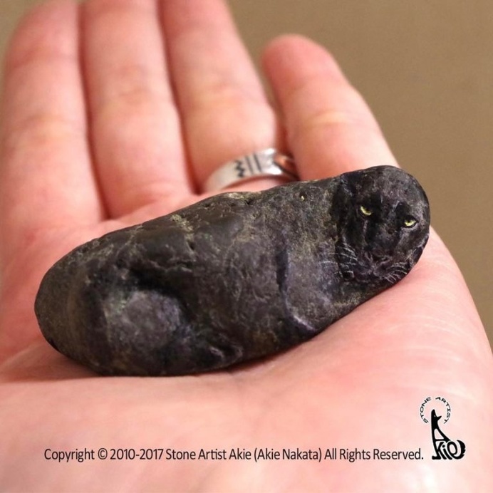 Realistic and Detailed Animal Paintings on Stones by Akie Nakata