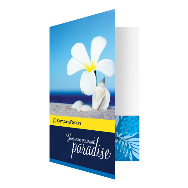 Beach Paradise Pocket Folder Template (Free PSD) #mockup #psd #design #free #photoshop #template #blue #beach