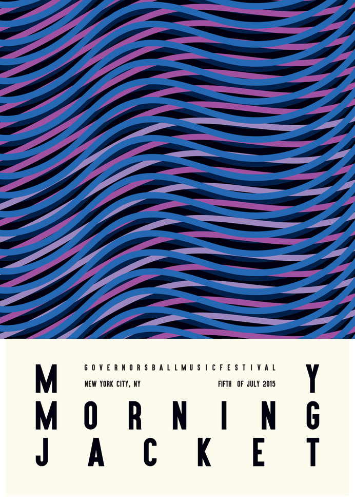 My Morning Jacket by James Kirkup http://james-kirkup.com/ #ball #event #pink #print #my #gig #music #york #governor #new #festival #6th #poster #morning #purple #jacket #july #nyc #blue #light #tour #sixth #dark