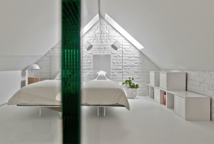 Softdecor Created Well Balanced Mezzanine Apartment in White - InteriorZine