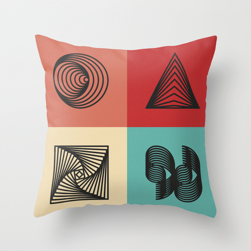 Sleepy Geometry 2013 - Hadrien Degay Delpeuch #abstract #vector #red #lines #yellow #orange #geometric #pillow #blue