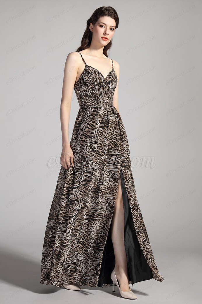 eDressit Spaghetti Straps V-Cut Printed Leopard Party Dress (00206468)