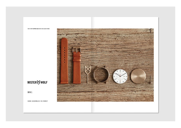 Mister Wolf Watches Identity - Mindsparkle Mag Nick Barclay designed the identity for Mister Wolf – a brand that produces high-quality, thoughtfully designed timepieces for men and women that are designed and assembled in Sydney. #logo #packaging #identity #branding #design #color #photography #graphic #design #gallery #blog #project #mindsparkle #mag #beautiful #portfolio #designer