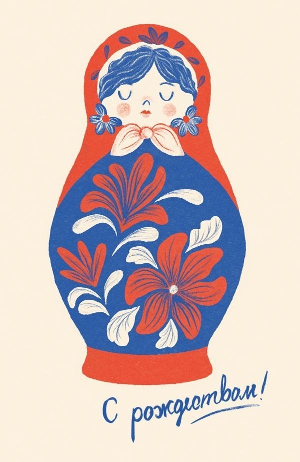 Christmas Matrioska Postcard by Tatiana Boyko, via Behance #illustration #doll #matryoshka