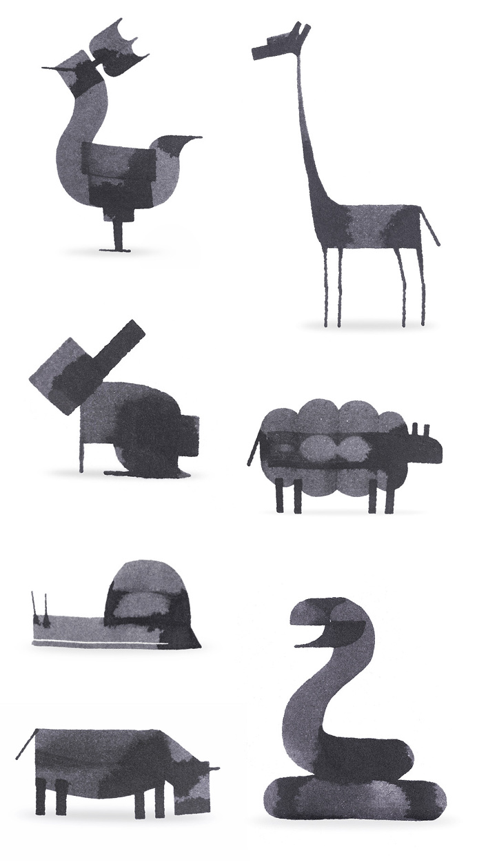 animals, brush, calligraphy, snake, rabbit