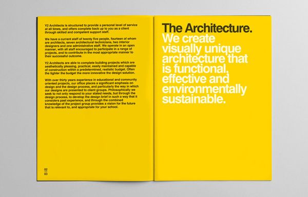 Y2 Architecture #swiss #yellow #bold #circles #black #clean #minimal #helvetica #brochure