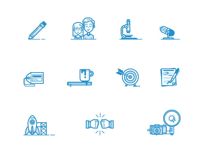 icons, blue, dribbble, set,