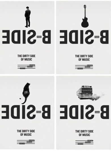 design work life » Sébastien Bisson: B-SIDE Branding #bus #guitar #side #white #cat #black #peeing #poster #man #pollution