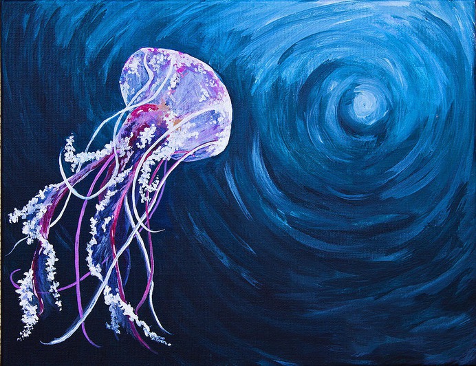easy jellyfish painting & jellyfish paint by numbers