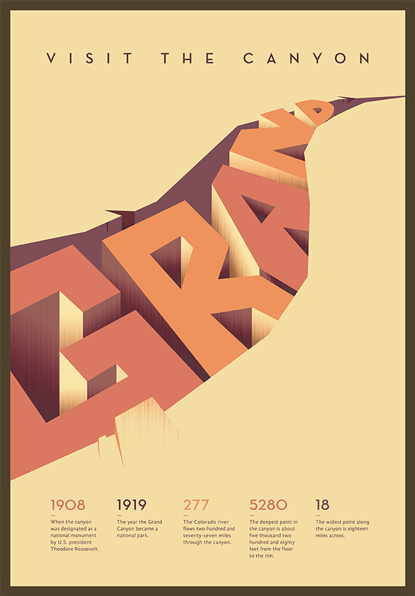 Typographic Poster on Behance #grand #design #crack #poster #art #canyon #visit #typography