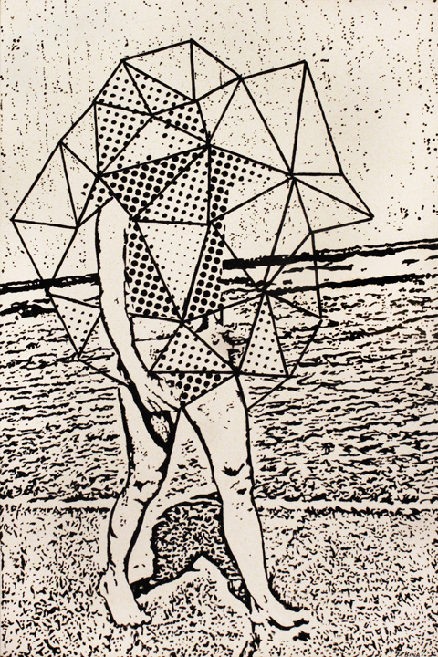 Passeggiata Dream Sequence, by Dan Bina #acrylic #abstract #bina #surrealism #dan #dots #figurative #painting #art #triangles #canvas #york #brooklyn #new