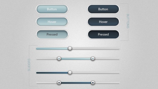 Blue buttons with sliders ui kit Free Psd. See more inspiration related to Blue, Ui, Buttons, Psd, Ui kit, Soft, Horizontal, Kit and Sliders on Freepik.