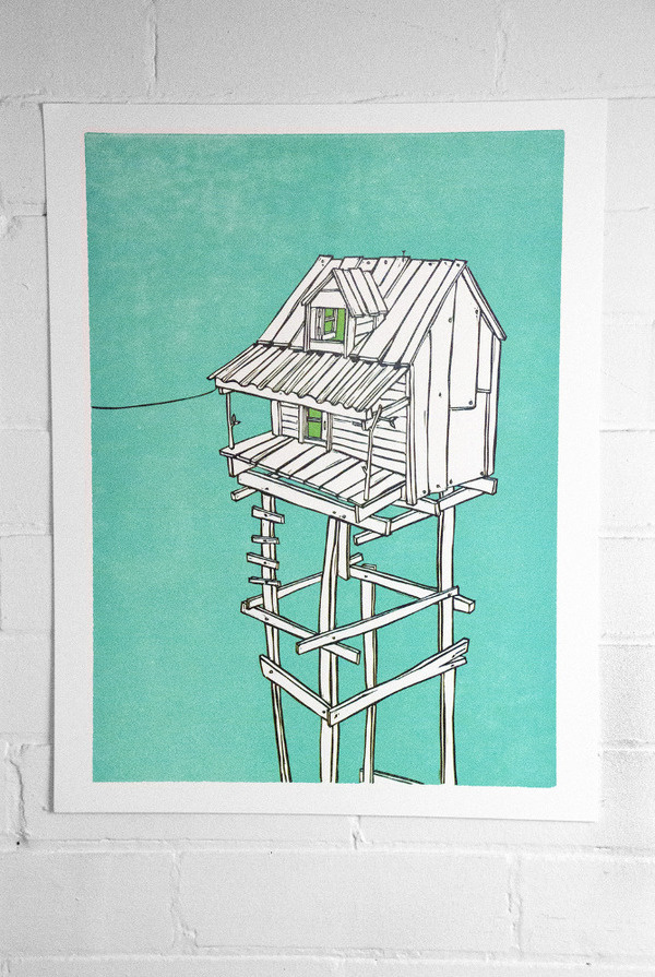 Neighbors No. 2 Camp Nevernice #print #poster #linoblock
