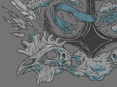 Rooster #illustration #feather #skull