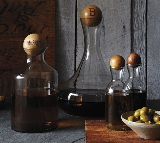 Glass Bottles With Wood Stoppers #wood #bottles #home