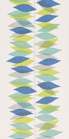 'Miro' is a simple leaf motif, vertically centred into striped wallpaper, which has been developed from a printed Sanderson cotton from