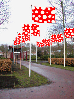 experimental_jetset_white_dots1 #red #white #installation #flag #polkadot #pois