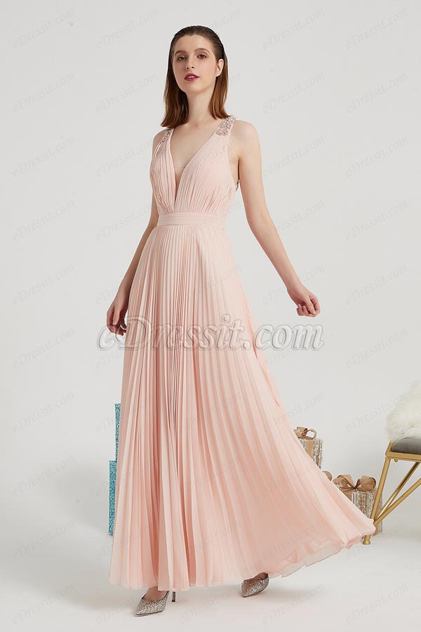 eDressit New Orange-Pink V-Cut Party Ball Evening Dress (02200701)