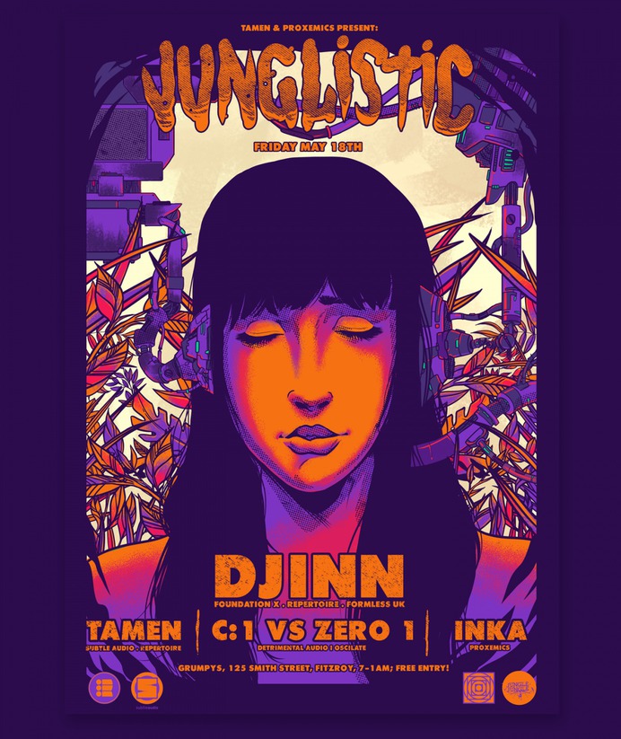 Gig Poster – Cyberpunk Dj – Junglistic