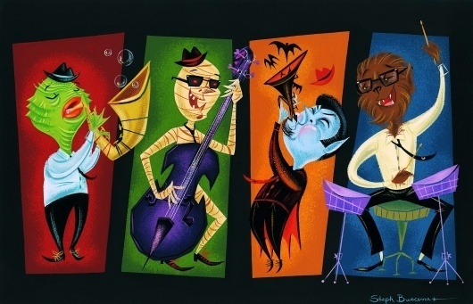 Monster_Bop_small.jpg (1600×1030) #monsters #steph #illustration #monster #band #buscema #bop