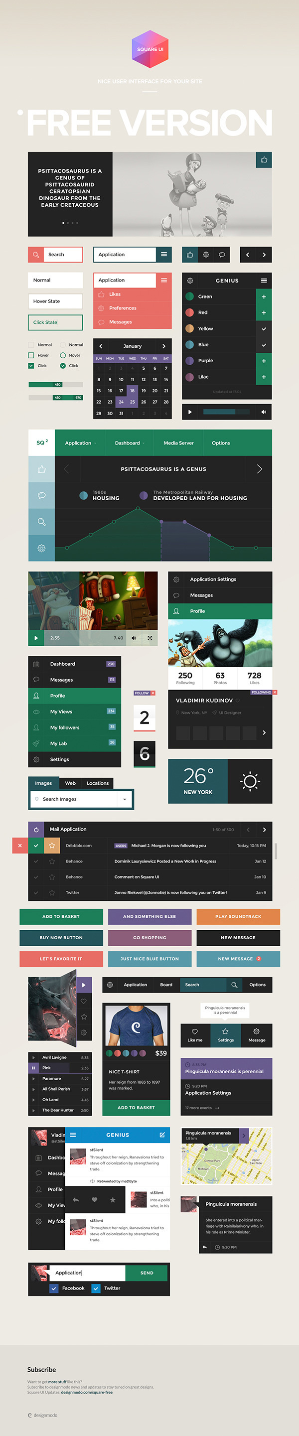 Square UI Free #ux #design #ui #kit #pack #web