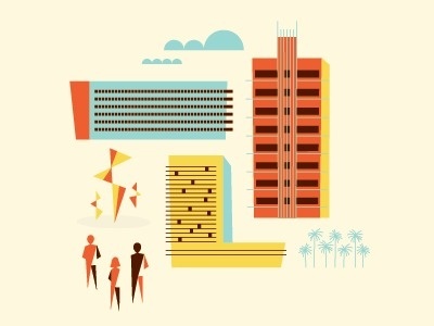 Dribbble - Art Miami by Brent Couchman #city #illustration #buildings