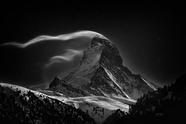 The Swiss Matterhorn 4478m at full moon by Nenad Saljic for National Geographic Photo Contest #amazing #switzerland #photography #matterhorn