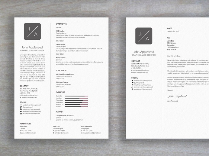 Appleseed Resume - Clean Minimal Resume Template with Cover Letter