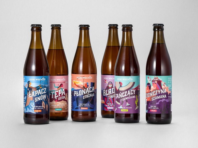 Dziki Wschód Brewery Packaging - Mindsparkle Mag Motyw Studio designed the packaging for the Native american series of beer labels of Dziki Wschód (Wild East) Brewery. #logo #packaging #identity #branding #design #color #photography #graphic #design #gallery #blog #project #mindsparkle #mag #beautiful #portfolio #designer
