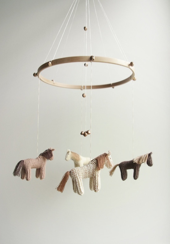 horse mobile. #knitting #horse #mobile #toy #baby