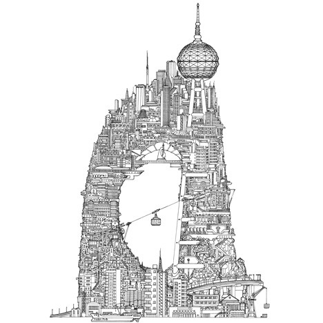 Tower Series by Toby Melville Brown #architecture #drawing