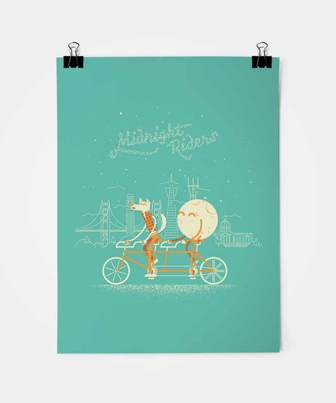 Artcrank_large #illustration #couples #tandem #wolf #poster #moon