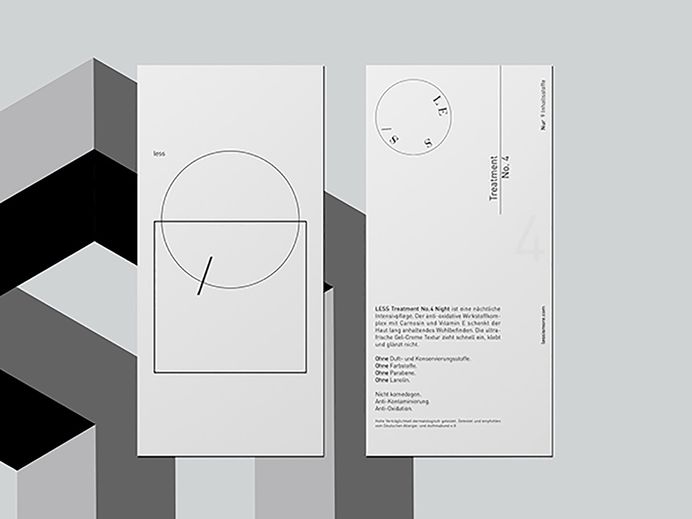 Designer Patrick Reichert-Young from Köln, Germany, designed the brand identity and packaging for LESS Cosmetics. For more of the most beautiful designs visit mindsparklemag.com