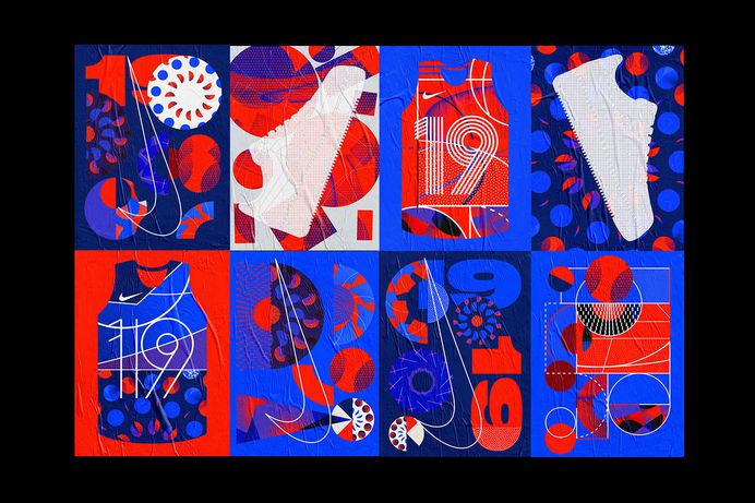Nike Europe commissioned Paris-based studio Atelier Irradié, under the creative direction of Daniel Whiteneck, to create the artworks for the event, 'Le Quartier'. For more of the most beautiful designs visit mindsparklemag.com