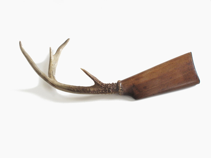 Deer Piece by Dan Bina #antler #deer #found #sculpture #ny #gun #wood #nyc #stock #object #york #brooklyn #new
