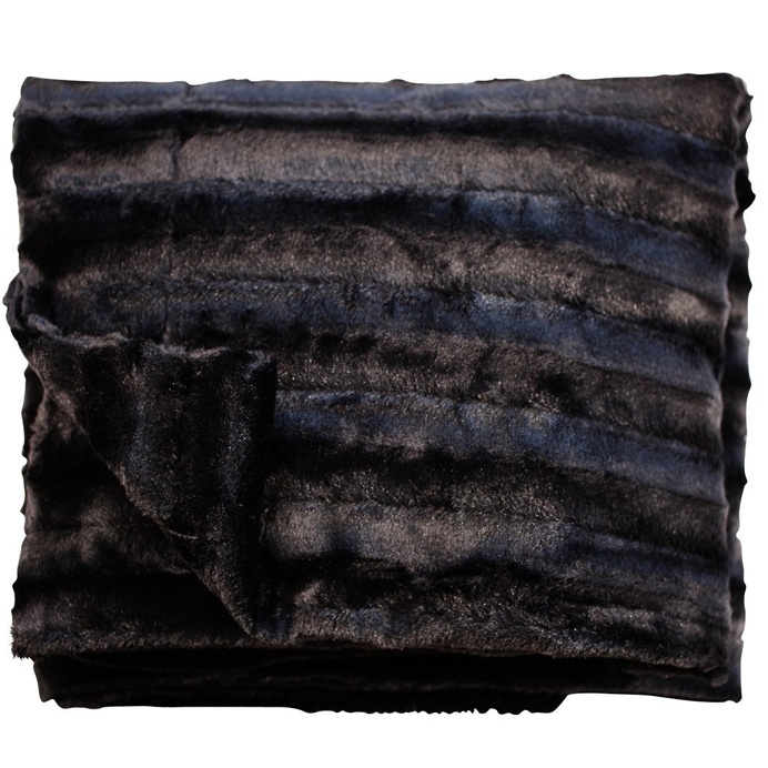 Channel Plush Throw Black 125cm x 150cm
