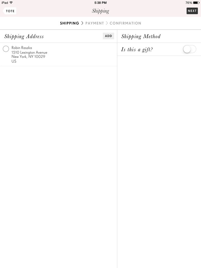 Nasty Gal #ipad #ui